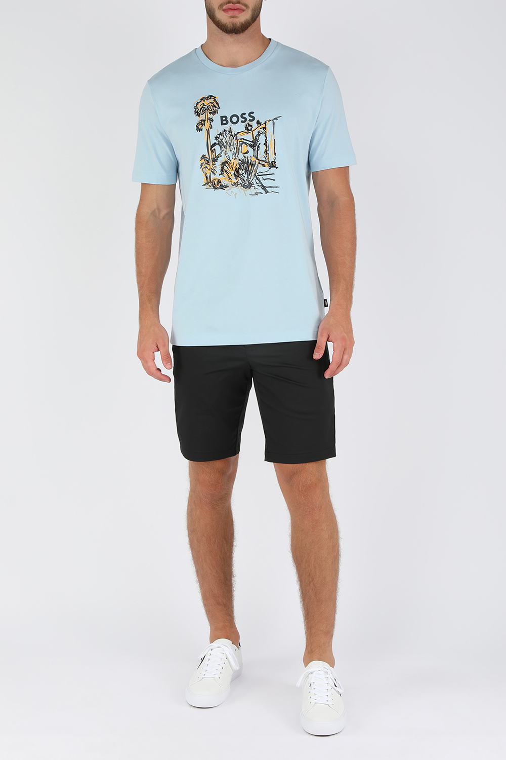 חולצת טי סלים עם הדפס ציור יד